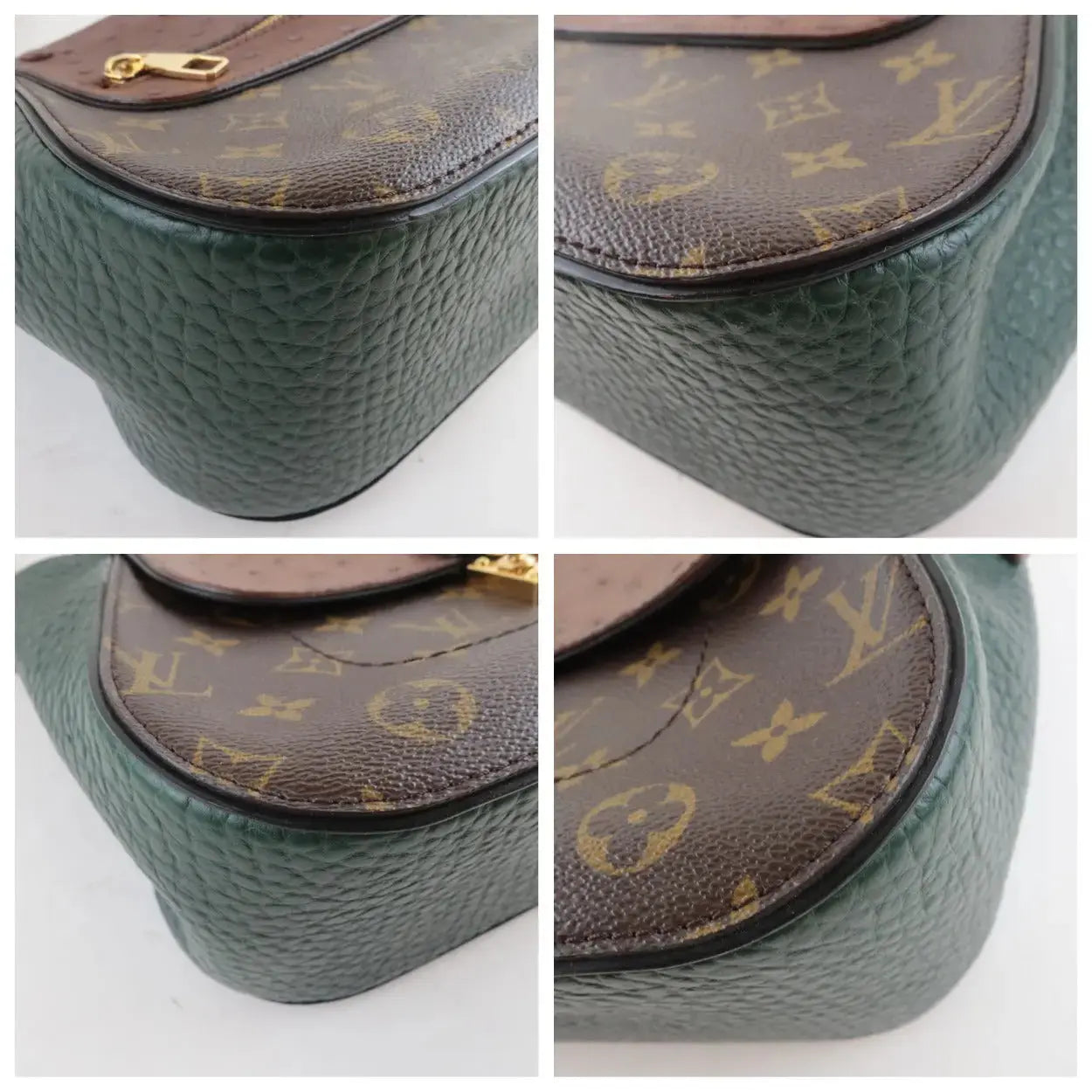 Louis Vuitton Limited Edition - Turquoise Exotic Ostrich Suede Monogram Logo Bag