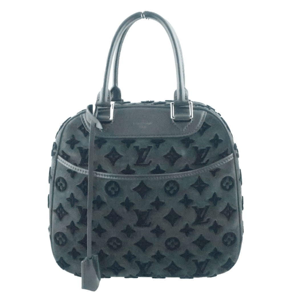 Louis Vuitton Louis Vuitton Limited Edition Gris Suede Monogram Tuffetage Deauville Cube Bag LVBagaholic