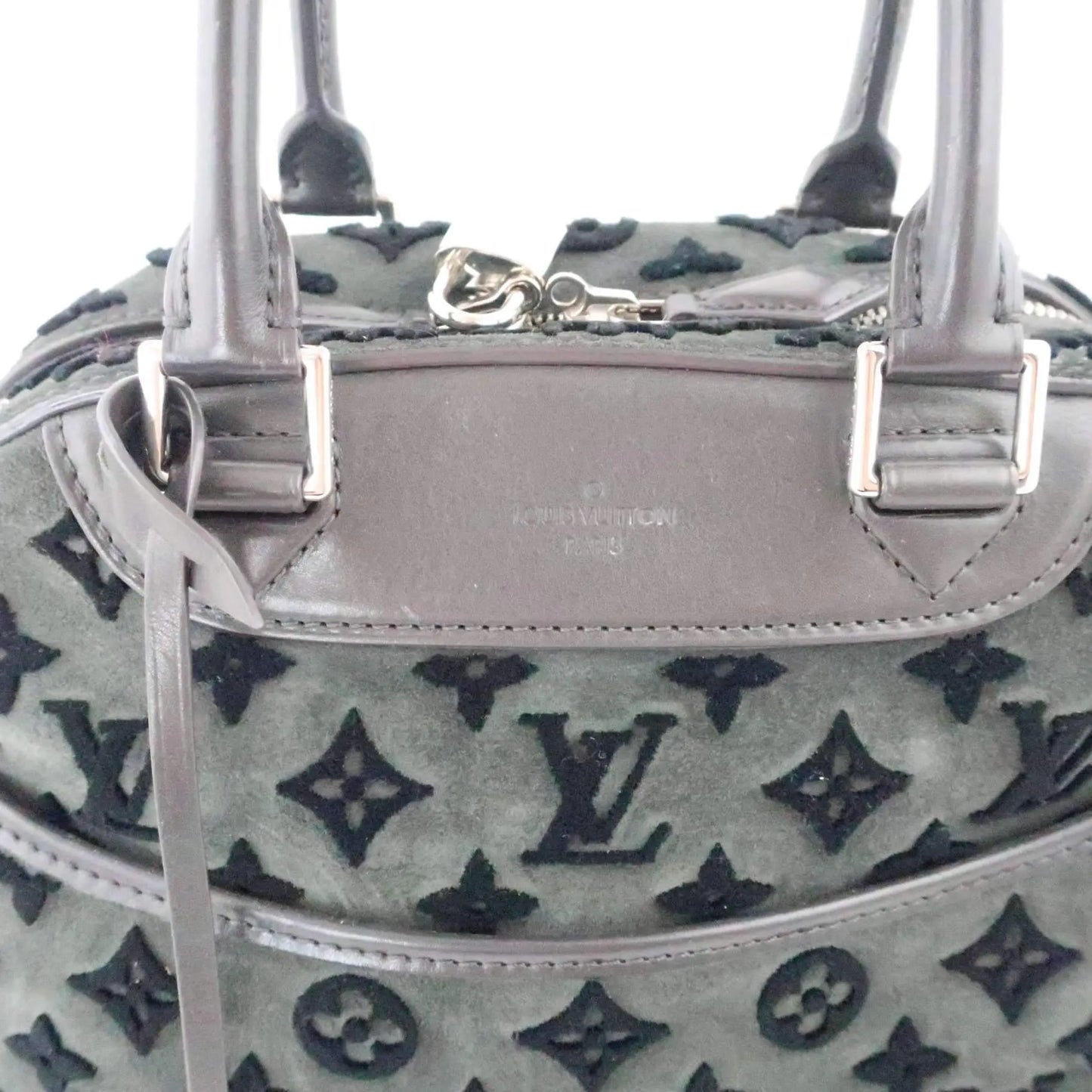 Load image into Gallery viewer, Louis Vuitton Louis Vuitton Limited Edition Gris Suede Monogram Tuffetage Deauville Cube Bag LVBagaholic
