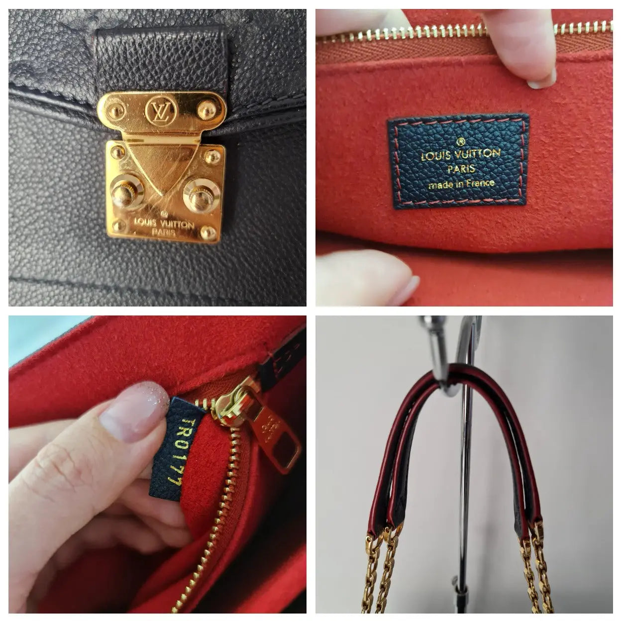 LOUIS VUITTON Saint Germain PM Chain Empreinte Leather Shoulder Handbag Red  LV
