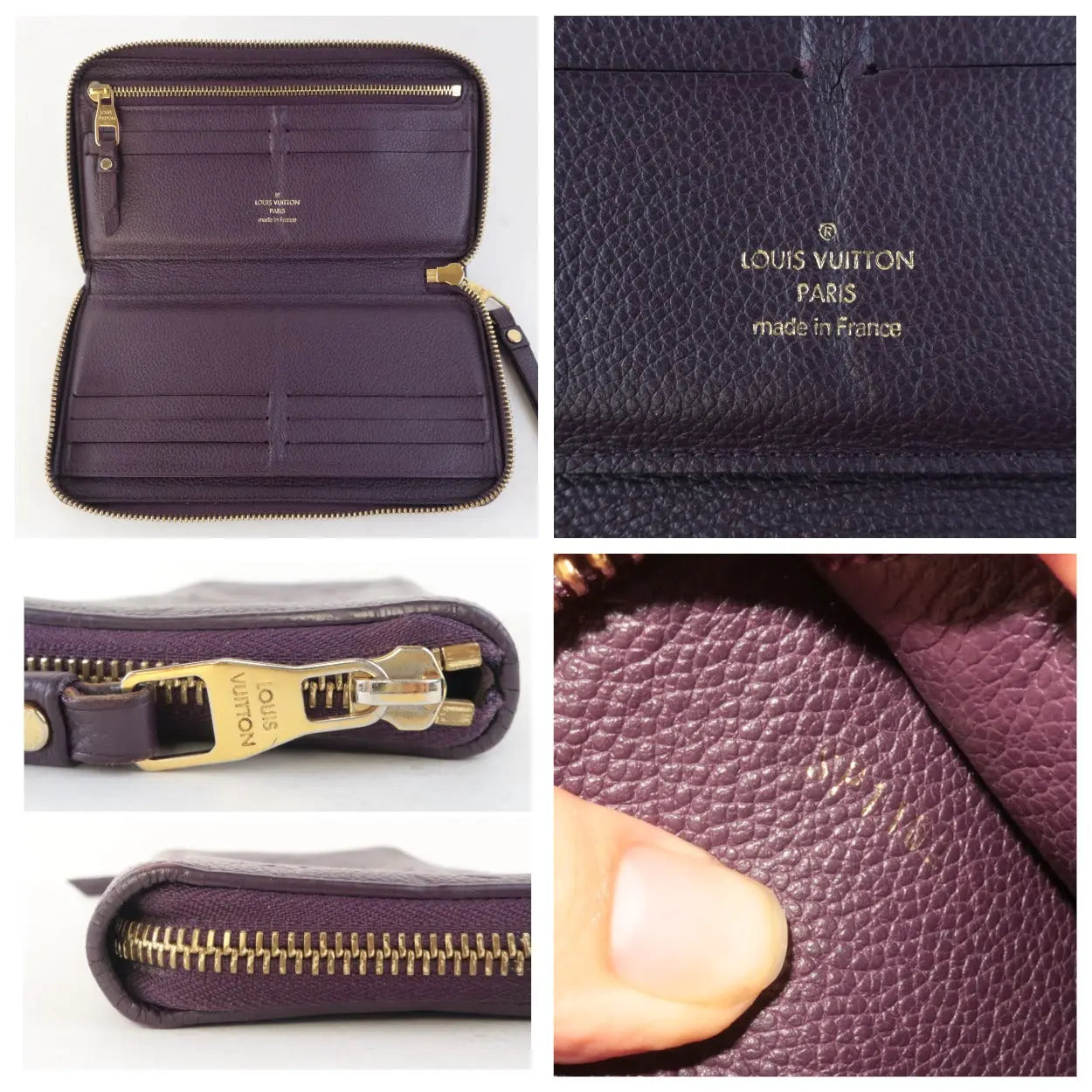 Sold at Auction: Louis Vuitton, Louis Vuitton Dark Purple Monogram  Empreinte Secret Wallet, the calf leather with golden accent zipper to  leather pull, opening to t
