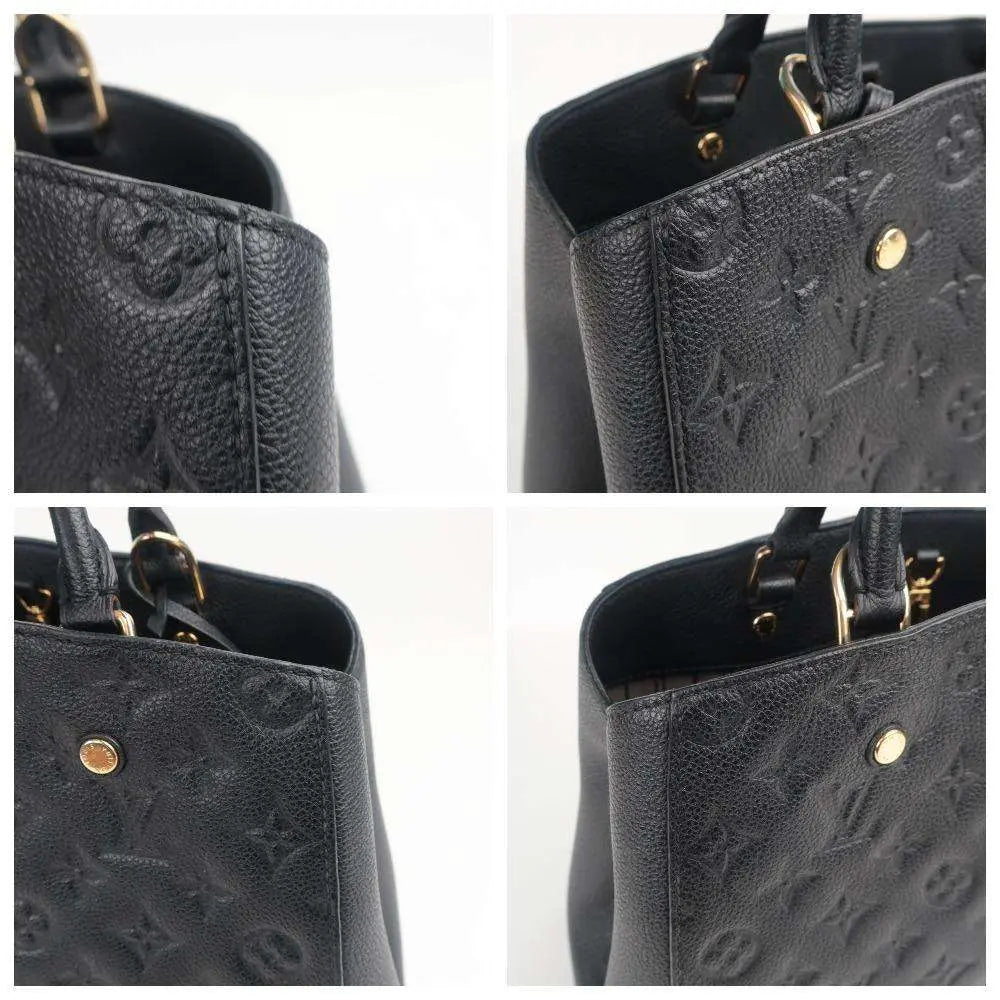 Auth Louis Vuitton Monogram Empreinte Montaigne MM M41048 Women's Handbag  Noir