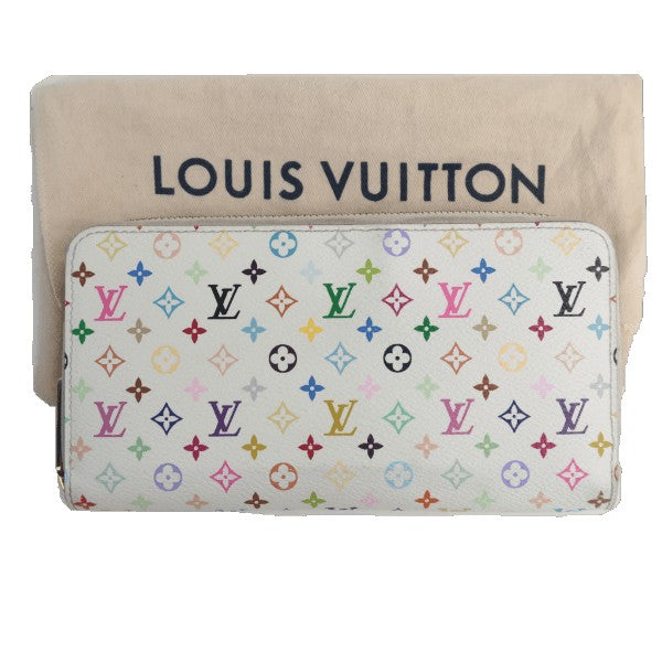 LOUIS VUITTON Monogram Multicolor Zippy Wallet White Litchi 1276581