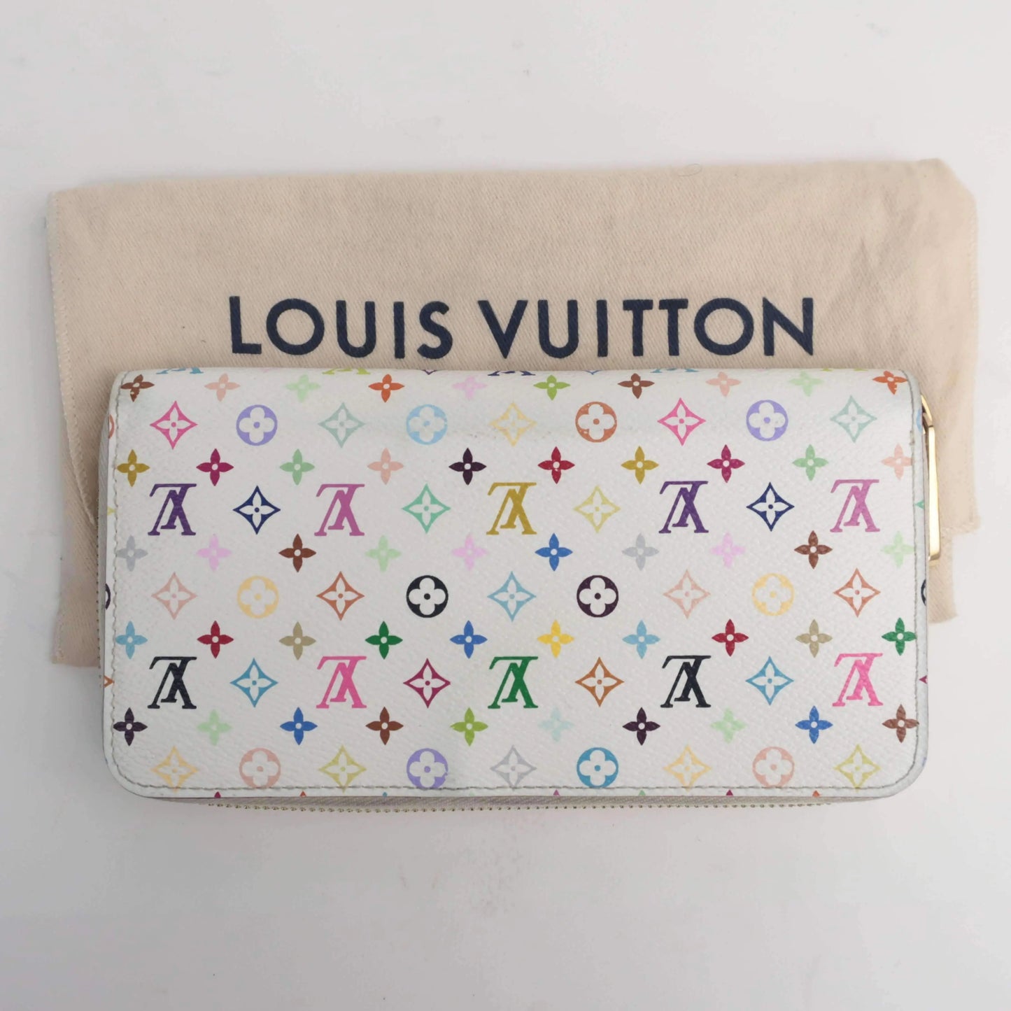 LOUIS VUITTON Monogram Multicolor Zippy Wallet White 78356