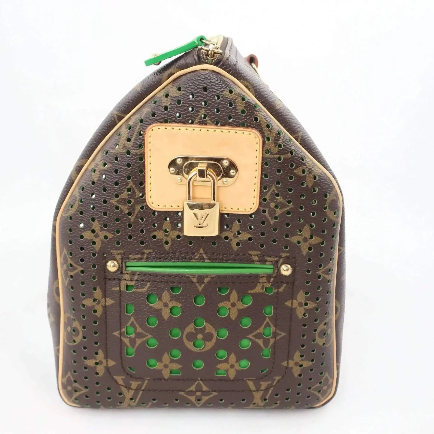 Louis Vuitton Limited Edition Green Perforated Speedy 30 Bag