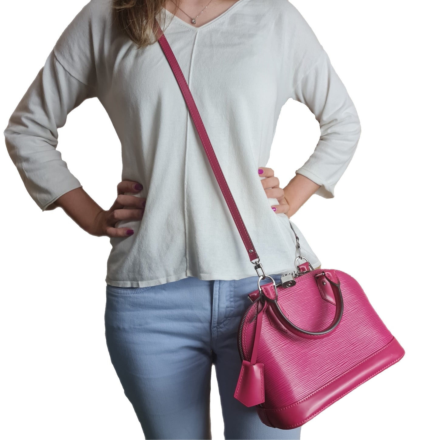 Louis Vuitton Epi Alma BB Rose Ballerine Crossbody Bag - ShopperBoard
