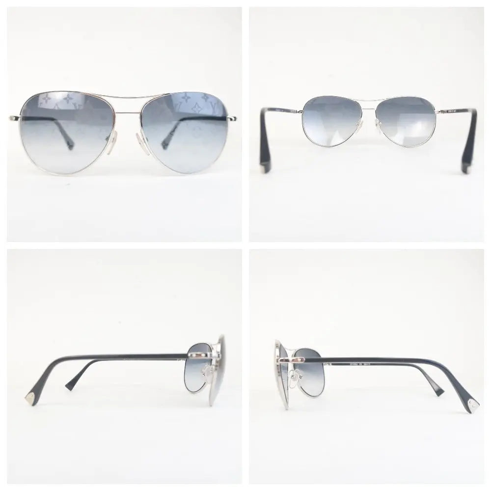 $650 Louis Vuitton Monogram Logo Conspiration Pilote Silver Grey Sunglasses  - Lust4Labels
