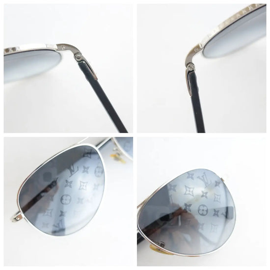 Louis Vuitton Louis Vuitton Silvertone Monogram Conspiration Pilote Sunglasses (644) LVBagaholic
