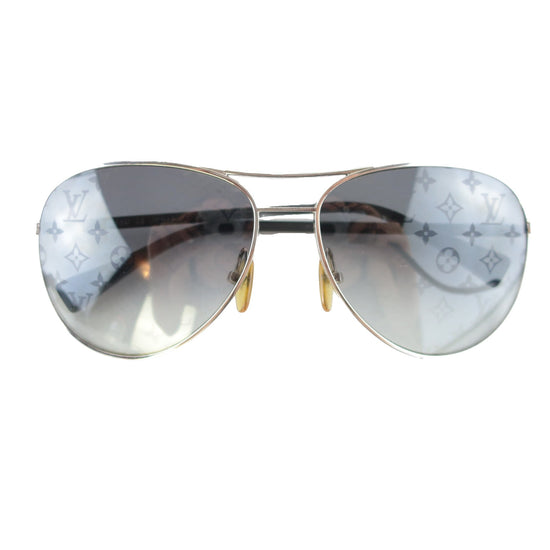 Cargar imagen en el visor de la galería, Louis Vuitton Louis Vuitton Silvertone Monogram Conspiration Pilote Sunglasses (645) LVBagaholic
