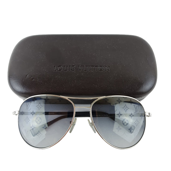 Louis Vuitton Louis Vuitton Silvertone Monogram Conspiration Pilote Sunglasses (706) LVBagaholic