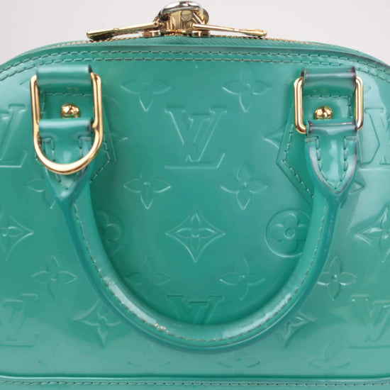 Alma patent leather handbag Louis Vuitton Turquoise in Patent leather -  9763824