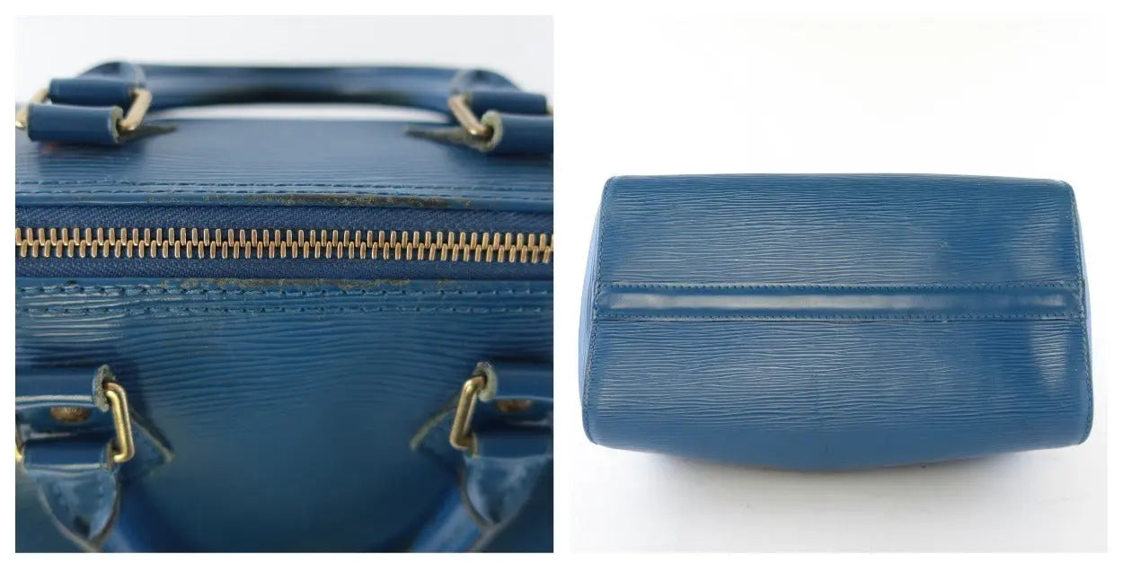 Louis Vuitton Hand Painted Blue Epi Speedy Bag at 1stDibs