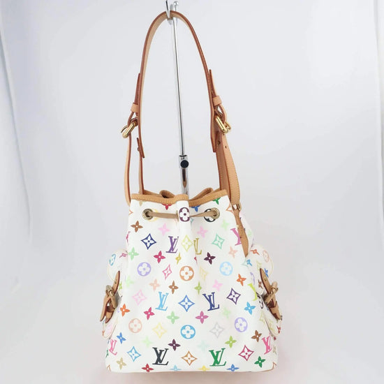 Louis Vuitton, Bags, Louis Vuitton Multicolor Petit Noe Shoulder Bag  White M42229 Lv Auth Yk5952