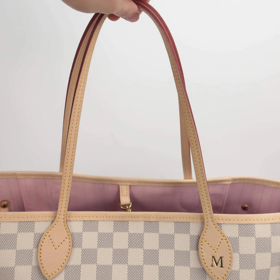 NEW Louis Vuitton Neverfull MM Damier Azur with Rose Ballerine interio –  Bagaholic