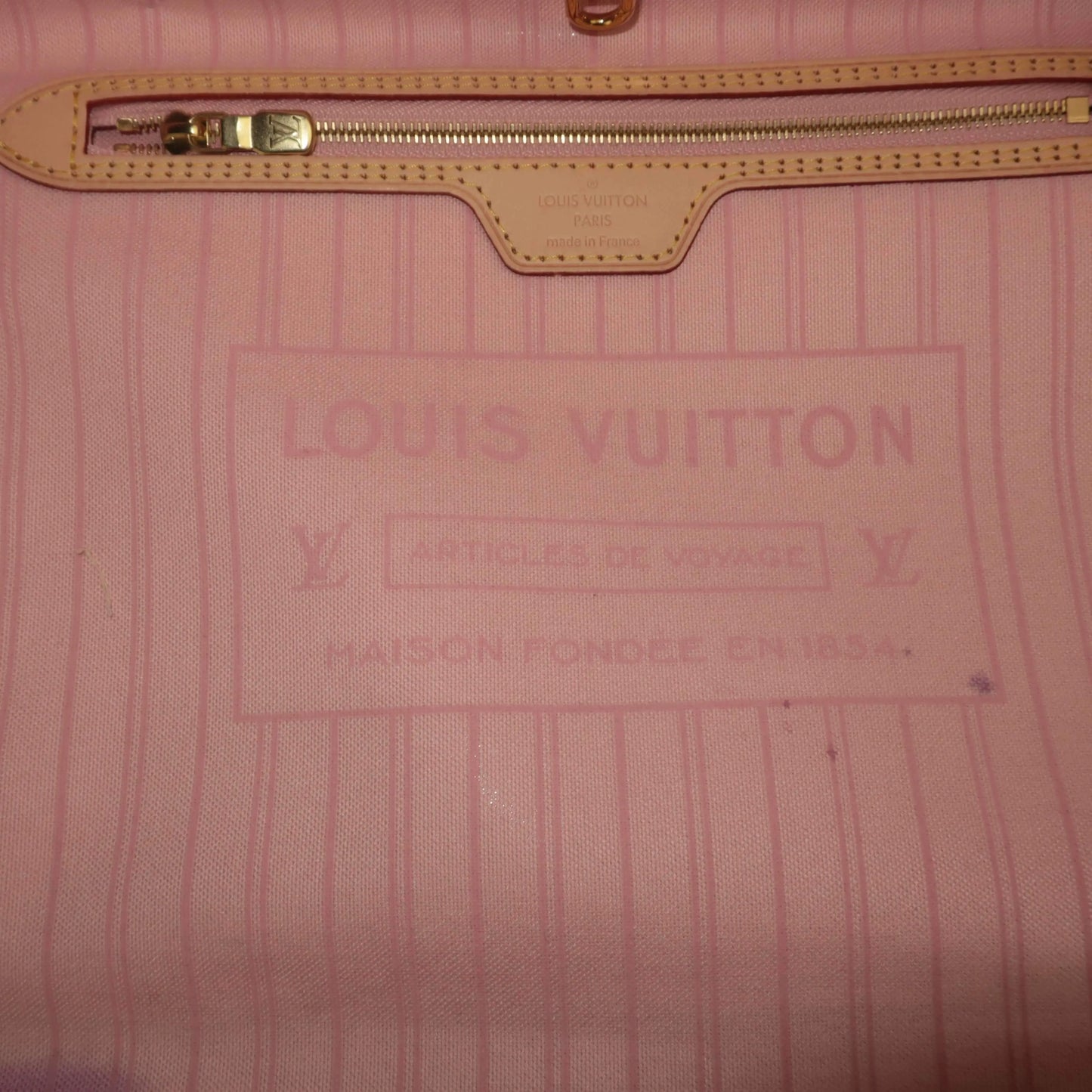 Louis Vuitton NEW Louis Vuitton Neverfull MM Damier Azur with Rose Ballerine interior (2019) DEFECTS LVBagaholic