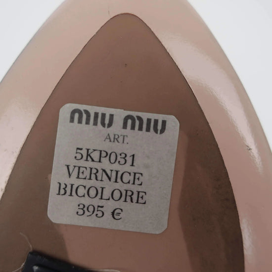 Miu Miu Miu Miu Beige/Burgundy Patent Spectator Bow Platform Pumps LVBagaholic
