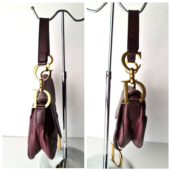Dior Christian Dior Violet Ostrich Leather Shoulder Bag (749) LVBagaholic