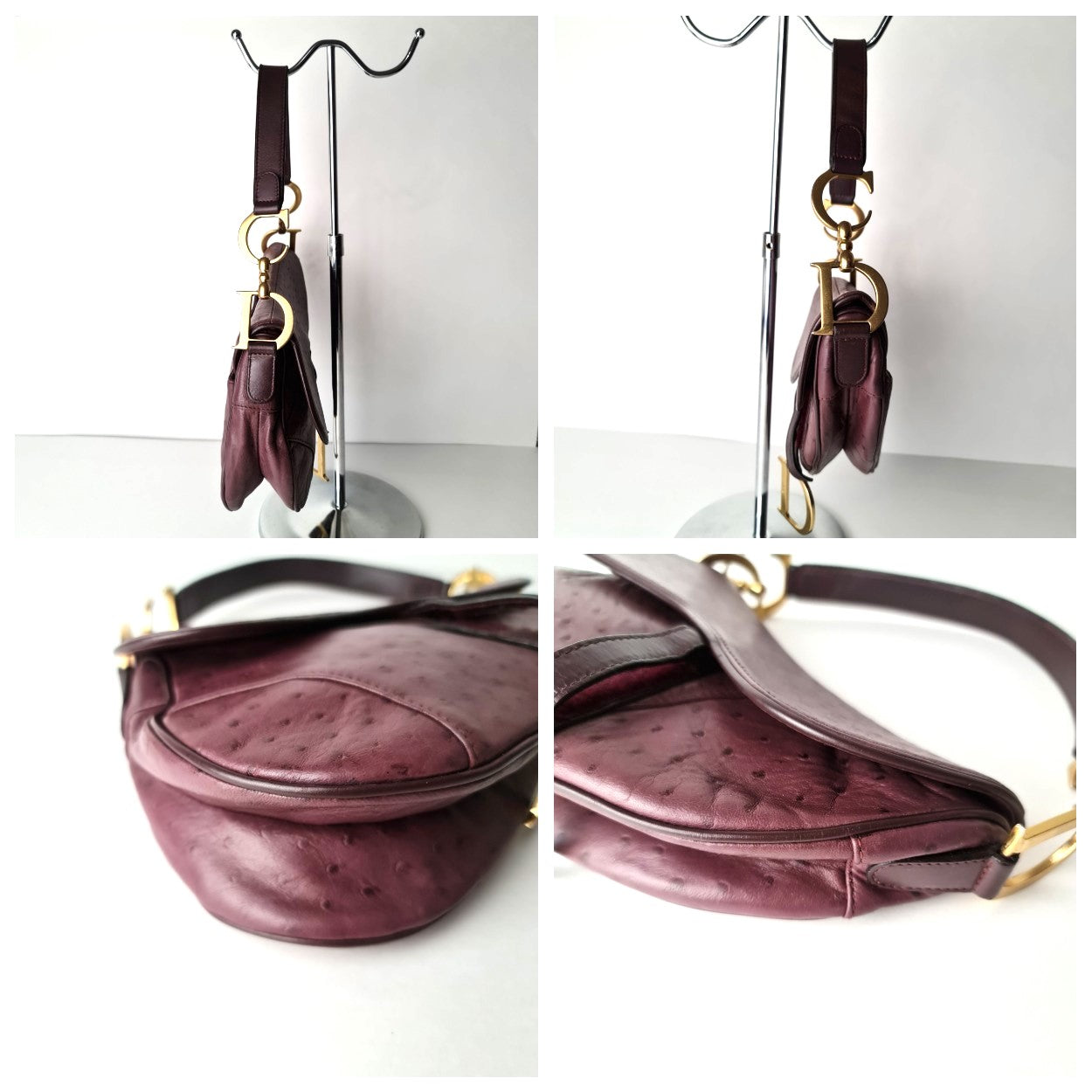 Dior Christian Dior Violet Ostrich Leather Shoulder Bag (749) LVBagaholic