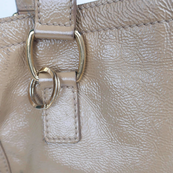 YVES SAINT LAURENT YSL Downtown Beige Patent Leather Bag LVBagaholic