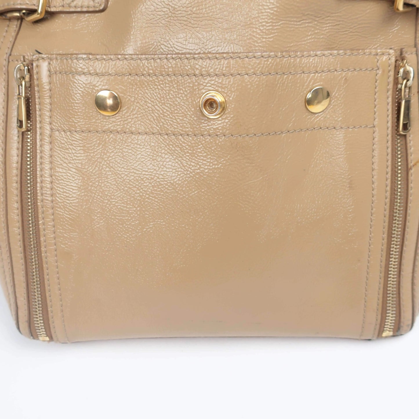 YVES SAINT LAURENT YSL Downtown Beige Patent Leather Bag LVBagaholic