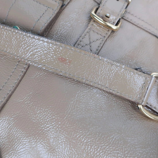 YVES SAINT LAURENT YSL Downtown Beige Patent Leather Bag LVBagaholic