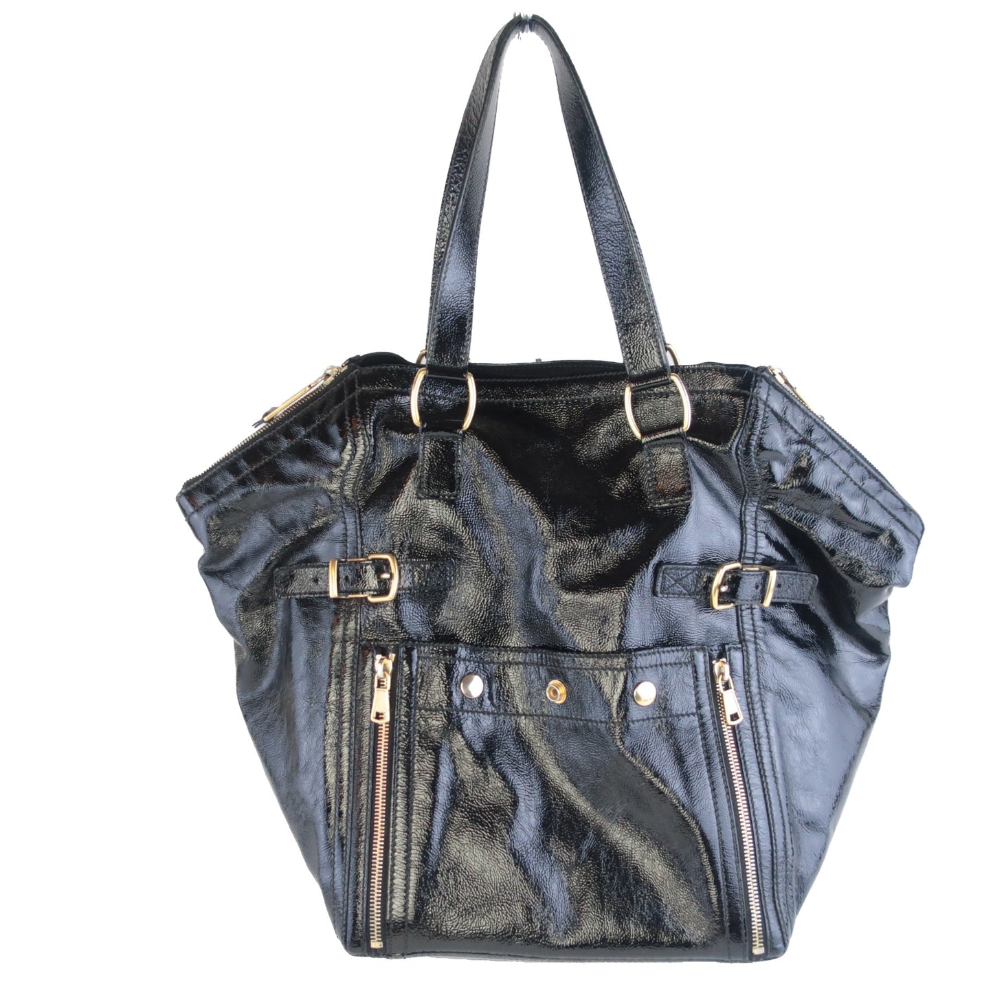 YVES SAINT LAURENT YSL Downtown Black Patent Leather Bag LVBagaholic
