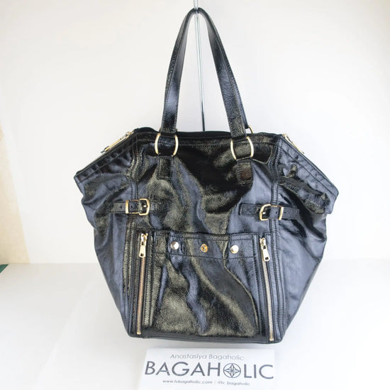 Load image into Gallery viewer, YVES SAINT LAURENT YSL Downtown Black Patent Leather Bag LVBagaholic
