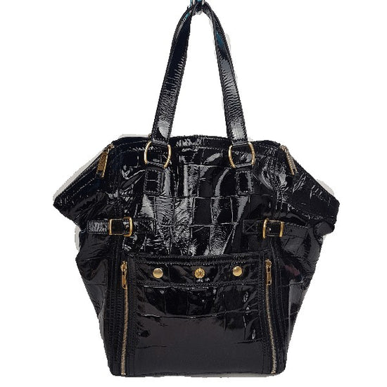 YVES SAINT LAURENT YSL Downtown Croc Embossed Patent Leather Bag LVBagaholic