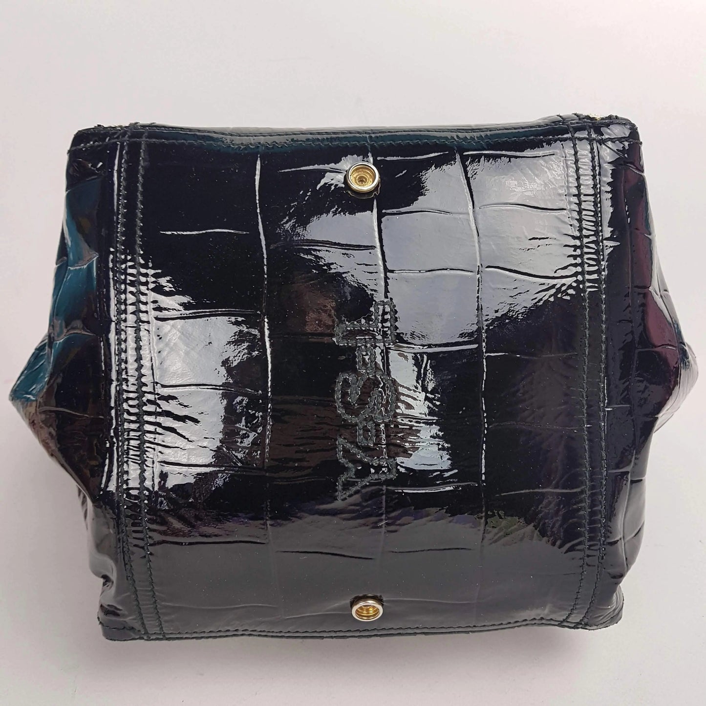 YVES SAINT LAURENT YSL Downtown Croc Embossed Patent Leather Bag LVBagaholic