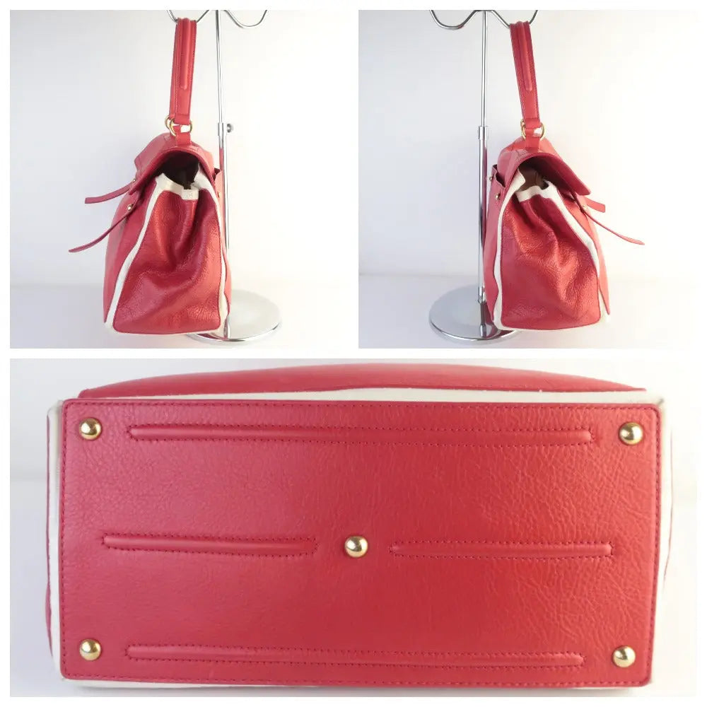 YVES SAINT LAURENT YSL Red Leather Muse 2 Handbag LVBagaholic