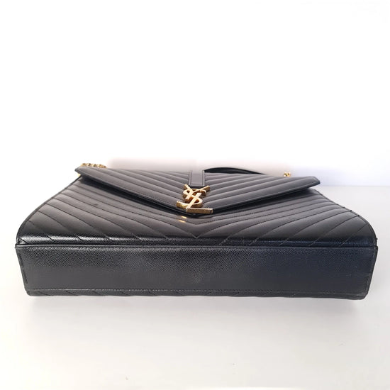 Load image into Gallery viewer, YVES SAINT LAURENT YSL Saint-Laurent Black Caviar Large Envelope Bag (764) LVBagaholic
