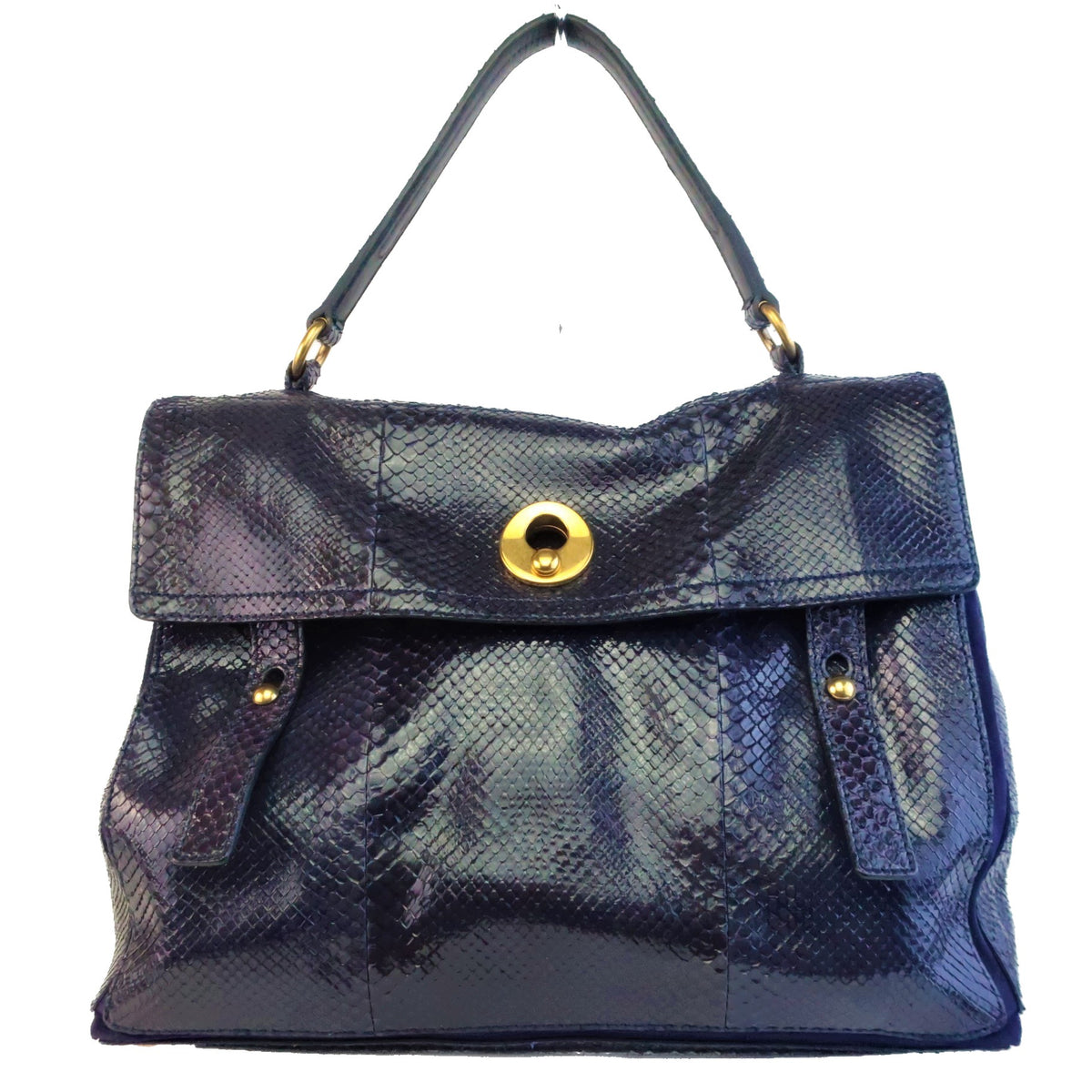 YSL Saint Laurent Blue Python Leather Muse 2 Handbag – Bagaholic