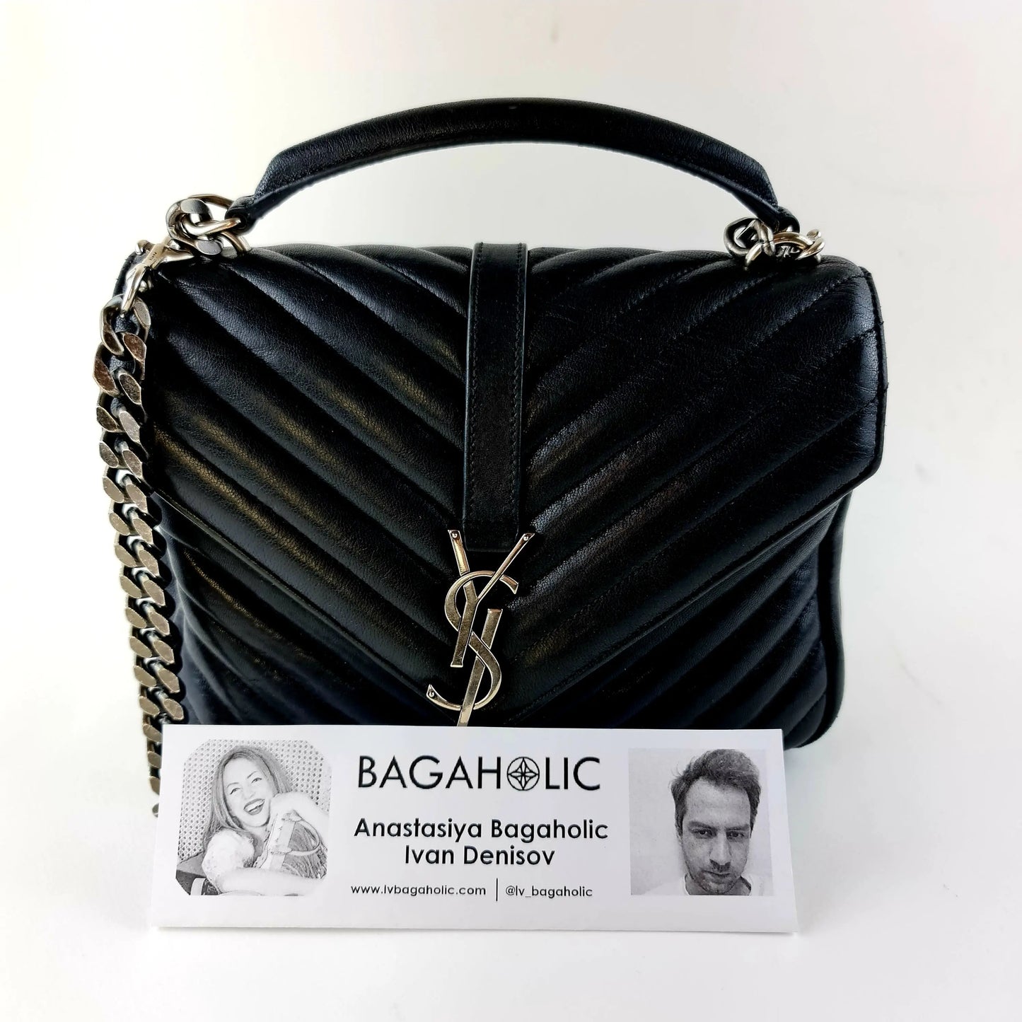 YVES SAINT LAURENT Yves Saint Laurent Black Medium College Bag LVBagaholic