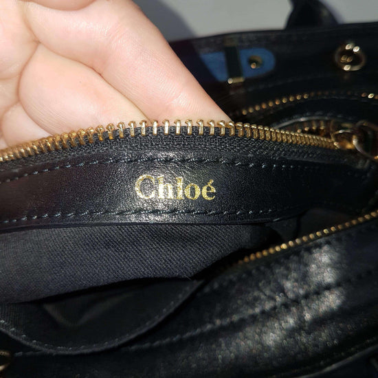 Chloe - Chloe Blue/Black Leather Medium Alice Satchel Bag - LVBagaholic