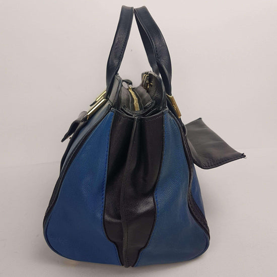 Chloe_Chloe Blue/Black Leather Medium Alice Satchel Bag