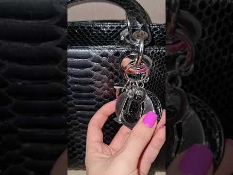 Load and play video in Gallery viewer, Christian Dior Black Python Large Lady Dior Bag
