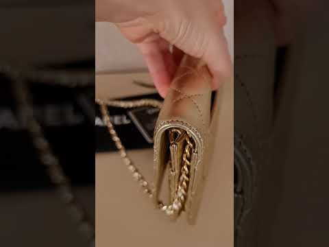 Load and play video in Gallery viewer, Chanel Aged Calfskin Metallic Gold 2.55 Wallet On Chain (WOC)
