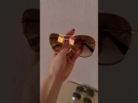 Load and play video in Gallery viewer, Louis Vuitton Goldtone Monogram Conspiration Pilote Sunglasses (648)

