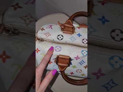 Load and play video in Gallery viewer, Louis Vuitton White Multicolor Monogram Speedy 30 Bag

